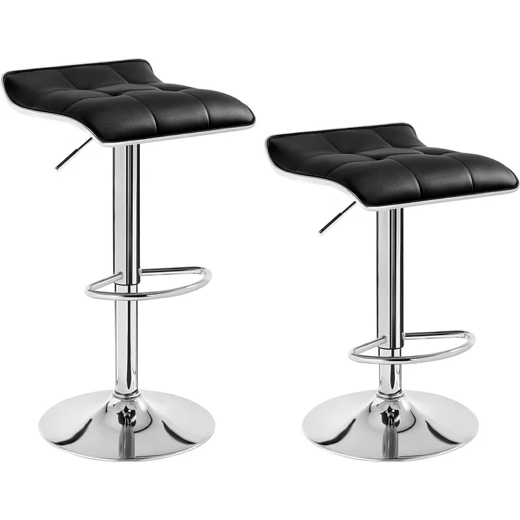 WOLTU BH28sz-2 2X Barhocker 2er Set Barstuhl Tresenhocker, aus hochwertigem Kunstleder, verchromter Stahl, Antirutschgummi,gut gepolsterte Sitzfläche, Schwarz