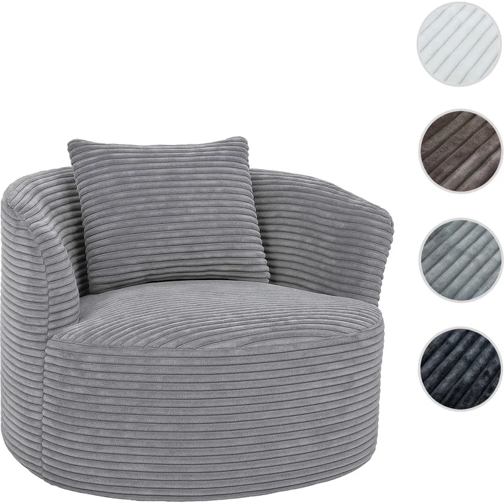 Sessel HWC-P18, Loungesessel Relaxsessel Polstersessel Cocktailsessel, Stoff/Textil Cord (370g/m²) ~ hellgrau – Bild 10