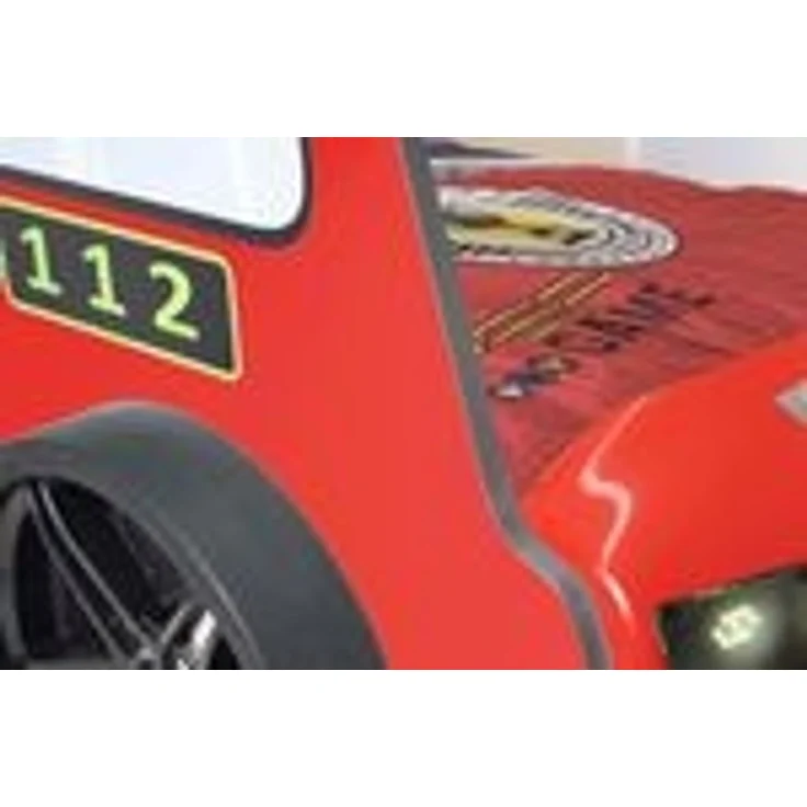 Autobett Kinderbett 90x200 Feuerwehrbett "Rio Firetruck" Hochglanz mit LED Leuchte Rot – Bild 9