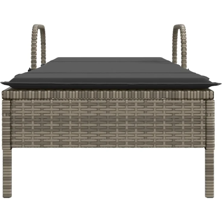 vidaXL Sonnenliege mit Rollen und Auflage Grau Poly Rattan 368310 – Bild 6
