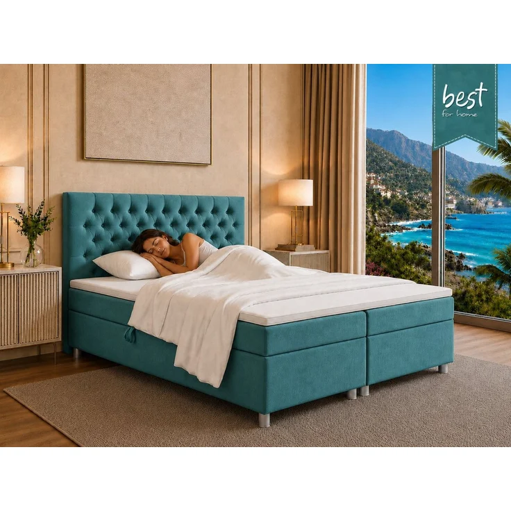 Best for Home Boxspringbett Trinity K-14 mit 7-Zonen-Matratze und Stauraum (Boxspringbett-Set, 1-St, Boxspringbett-Set inklusive Matratze, Topper und Bettkästen), 7-Zonen-Matratze, PUR-Schaum-Topper, gepolstertes Kopfteil – Bild 2