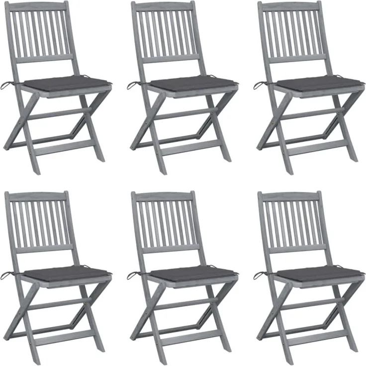 vidaXL Klappbare Gartenstühle 6 Stk. mit Sitzkissen Massivholz Akazie 3065434