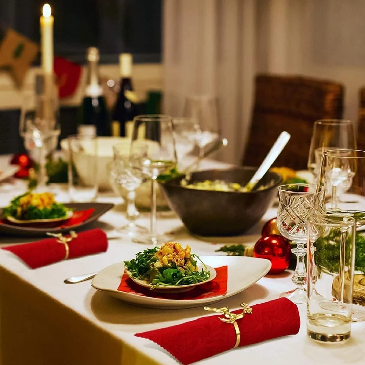 12 Stück Weihnachts Rentier Serviettenringe Gold Hirsch Tischdekoration – Bild 6