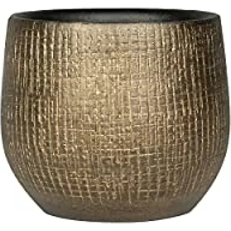 Pflanztopf/Blumentopf in elegantem, modernem Design, Metall, goldbraun, Durchmesser 18 cm, Höhe 16 cm