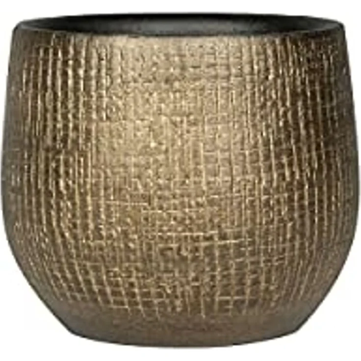 Pflanztopf/Blumentopf in elegantem, modernem Design, Metall, goldbraun, Durchmesser 18 cm, Höhe 16 cm – Bild 1