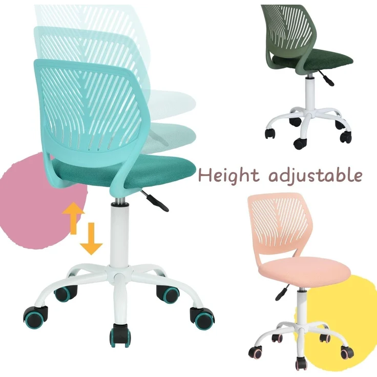 FurnitureR Bunter Schreibtischstuhl, moderner höhenverstellbarer Computerstuhl ohne Armlehnen, ergonomischer Drehstuhl für Kinderzimmer und Home Office – Bild 6