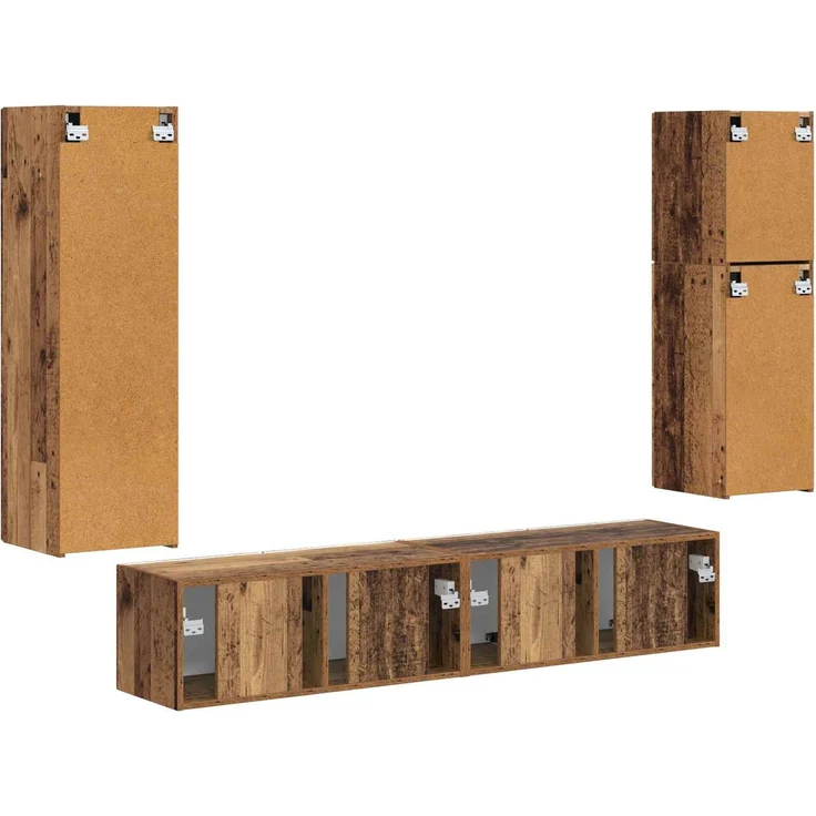 vidaXL TV-Schrankset Wandmontiert 4 pcs Altholz Holzwerkstoff 3409040 – Bild 10