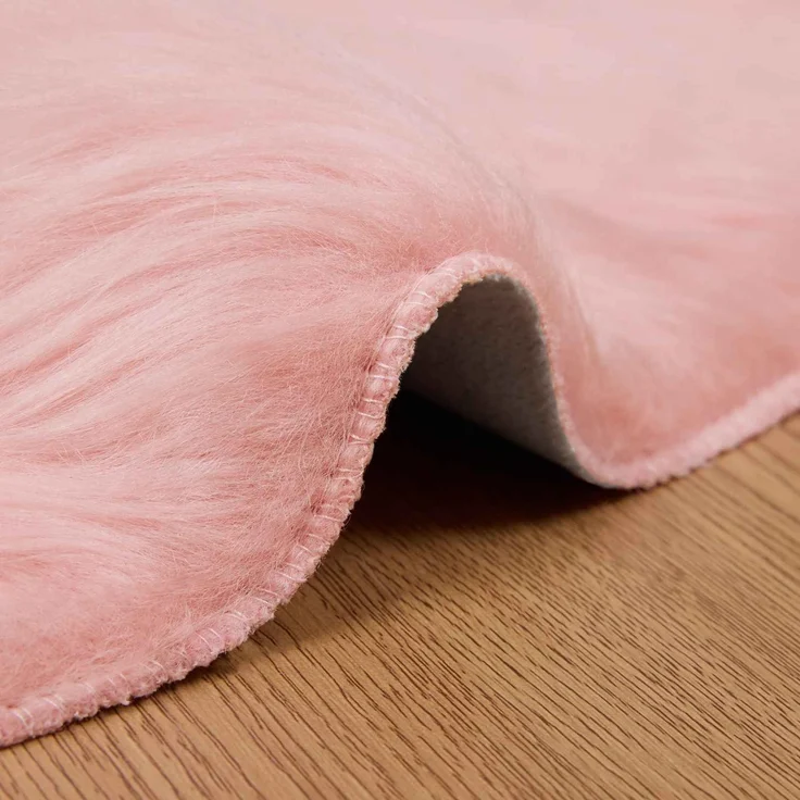vidaXL Kunstschaffell Teppich Tafalla Rosa Ø 200 cm Polyester 42021561 – Bild 7