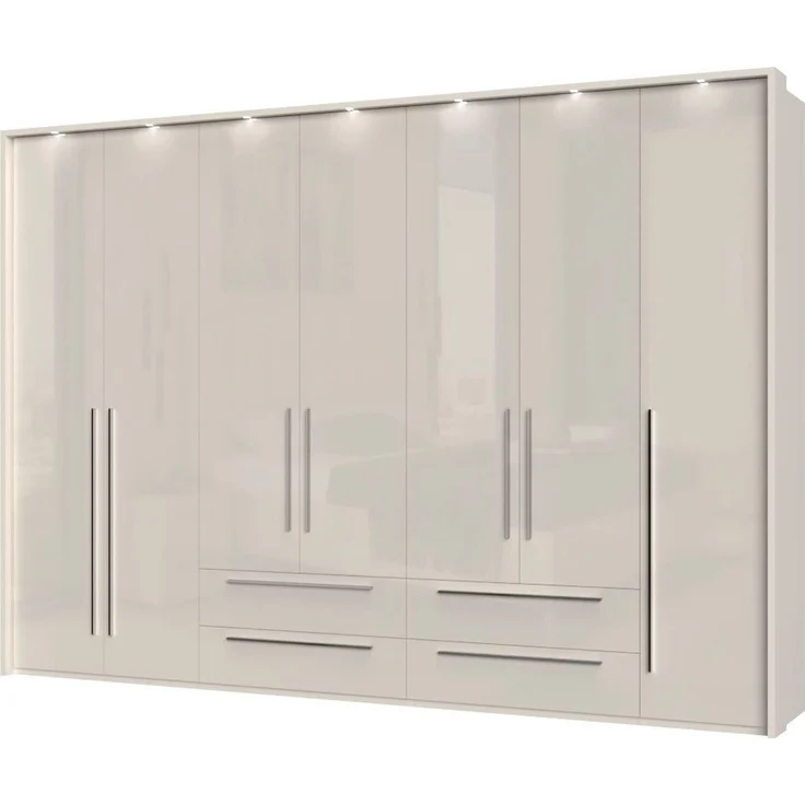 Places of Style Kleiderschrank Piano Schlafzimmerschrank Premium Qualität mit LED beige, UV lackiert, hochglänzend, in 2 Breiten mit 4 Schubladen – Bild 2