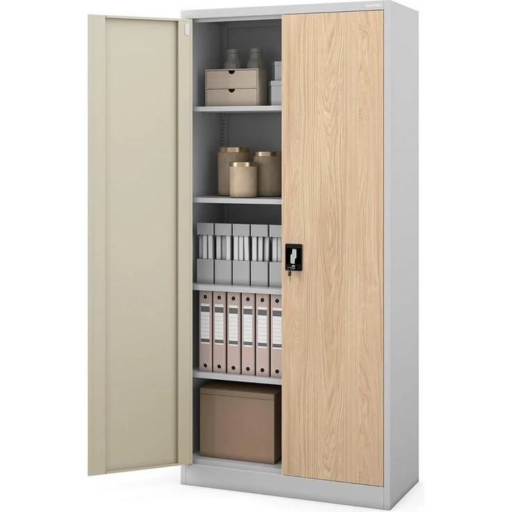 Jan Nowak Metallschrank abschließbar Aktenschrank Büroschrank Stahlschrank mit 4 verstellbaren Fachböden, Ordnerschrank für Büro Kanzlei Archiv Arbeitszimmer, 195 x 90 x 40 cm – Bild 1