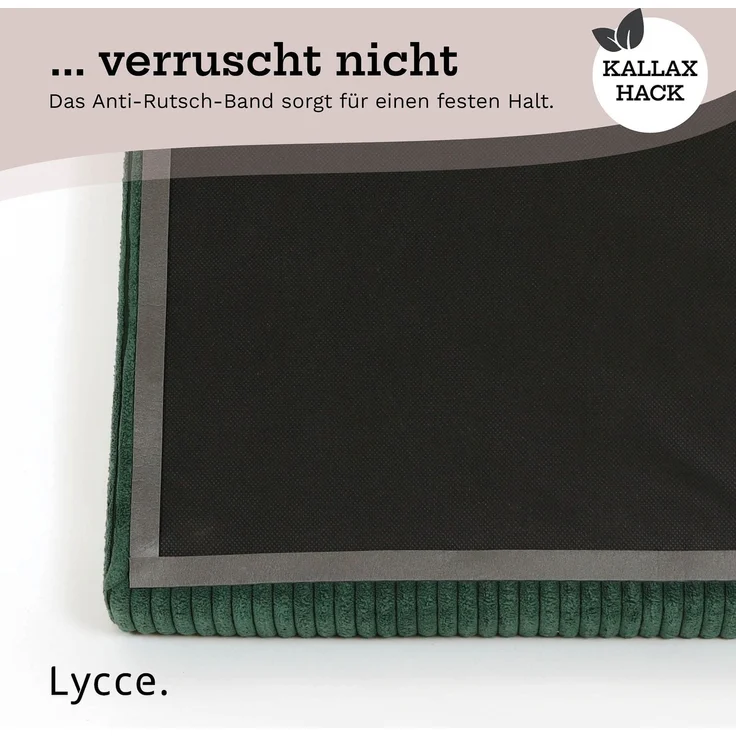 Lycce Bankauflage Klemmkissen mit Leiste - Cord, Polsterung, rutschfest Dunkelgrün 8x40x38cm – Bild 8