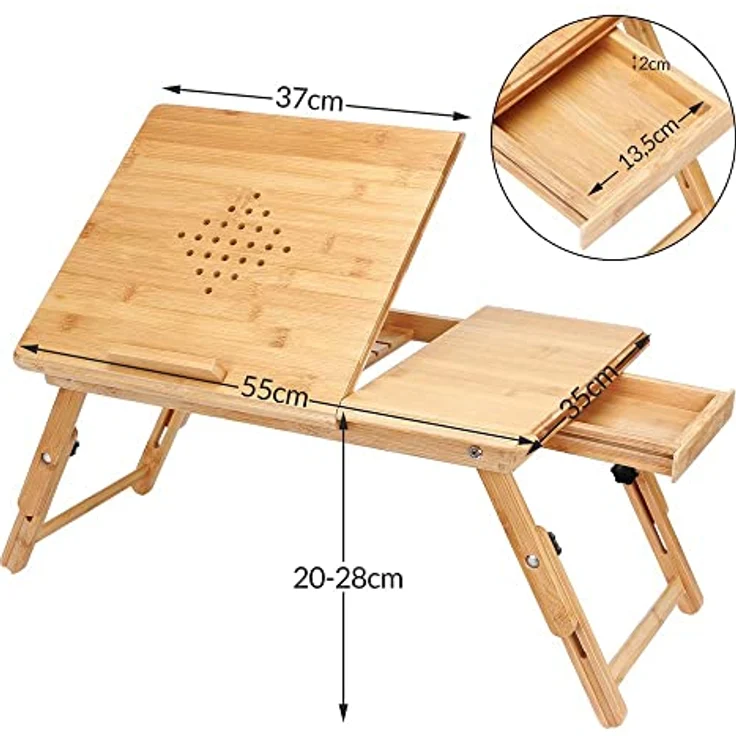 CASARIA® Laptoptisch & Betttisch, 2er-Set, Bambus, höhenverstellbar – Bild 8