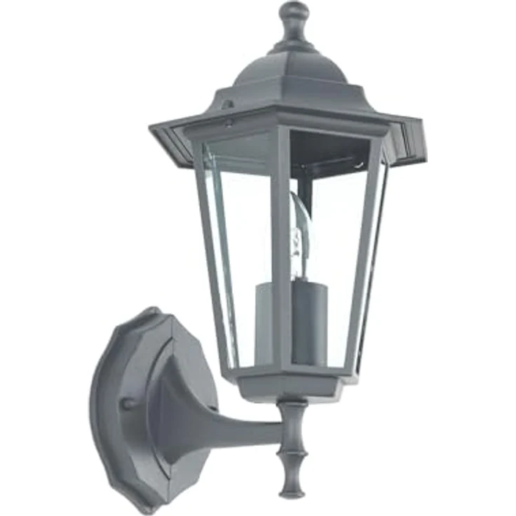 Licht-Erlebnisse PARIS, Nostalgische Außenlampe für die Wand, Dunkelgrau, IP44, E27 Fassung, Höhe 36 cm, rustikales Design mit klarem Glas Schirm – Bild 4