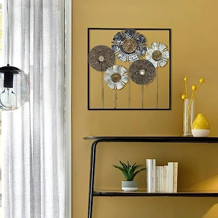 ATMOSPHERA Wanddekoration "Blumen", Metall 50 × 50 cm, mehrfarbig – Bild 4