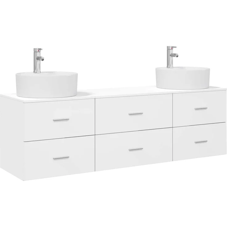vidaXL Wandmontiertes Badezimmerschrank-Set 3 stk. Weiß 3405867 – Bild 2