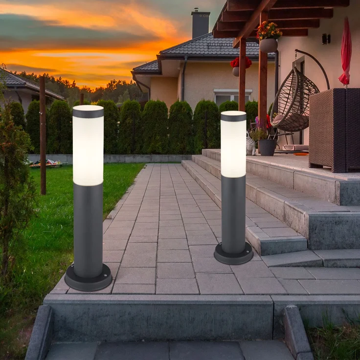 2er Set LED Sockelleuchte, Edelstahl anthrazit, Höhe 45 cm – Bild 6