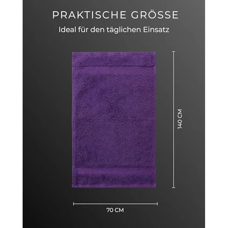 Luckytowel Duschtuch Set 70x140 cm, 100% Baumwolle, Oeko-TEX Badetücher mit 600 g/m², flauschig & saugstark, Frottee Handtücher Set, 4er Pack Lila – Bild 4