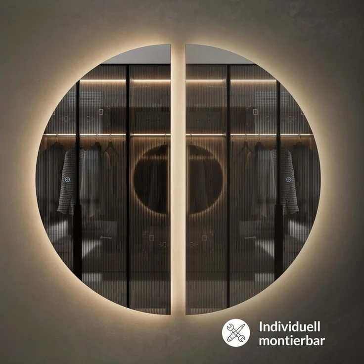 Planetmöbel Dekospiegel NIVORA (Dimmbar mit Touch-Schalter, 100x50cm, Dekorativer Wandspiegel mit Dimm-Funktion), LED Spiegel – Bild 3