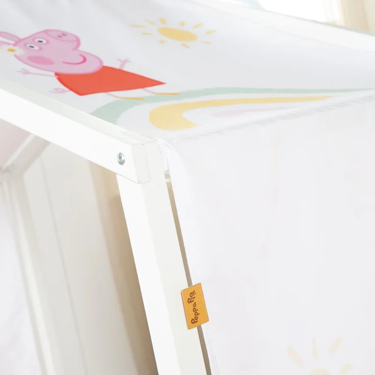 roba Bezug für Montessori Hausbetten 70 x 140 cm im Peppa Pig Design - Passendes Zubehör zum Umbau in Himmelbett - Inkl. 3 Aufbewahrungstaschen & Dachfenster – Bild 10