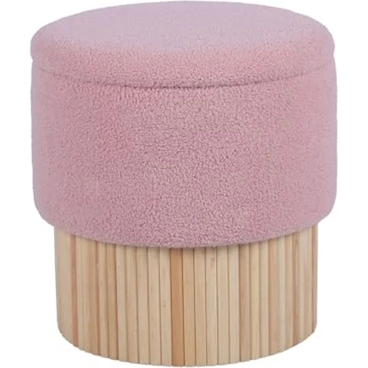 DRW Sitzsack mit Holzsockel, gepolstert in Rosa und Natur, 39 x 39 x 41 cm – Bild 6