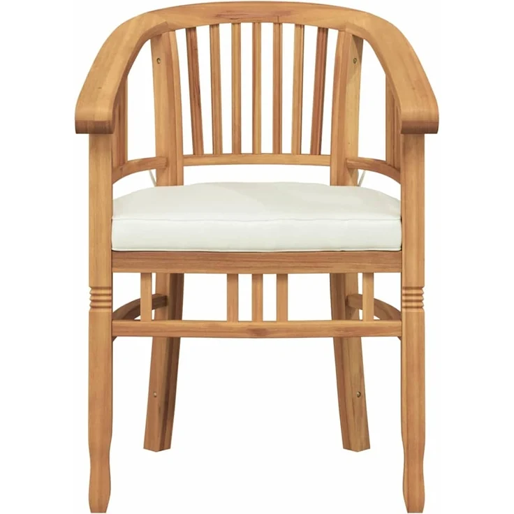vidaXL Stuhl mit Kissen 2 pcs Braun 63 x 58 x 89 cm Massivholz Teak 42008384 – Bild 5