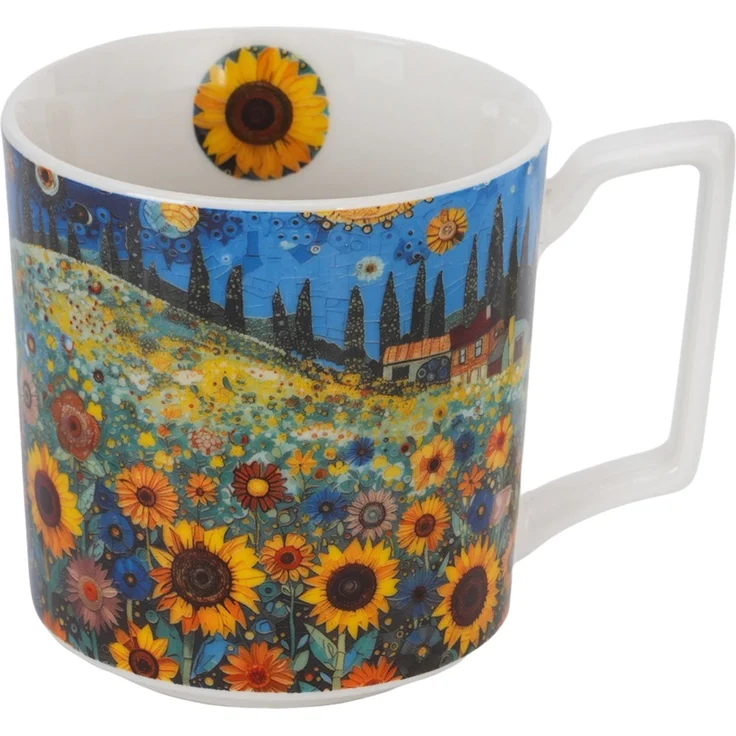 DUO Becher 450 ml MODERN SUNFLOWER FIELD New Bone China Porzellan – Bild 2