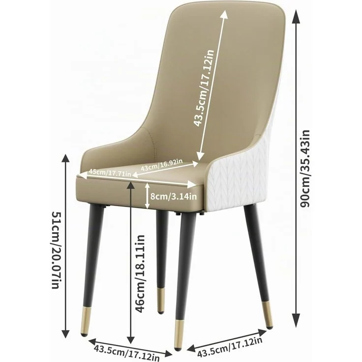 FATIVO Esszimmersthle 2er Set Polstersthle bis 150 kg belastbar Beige Kunstleder Bequeme H?he mit hoher Rckenlehne Esszimmer Sthle Esszimmer Wohnzimmer 90x44x44 cm – Bild 2