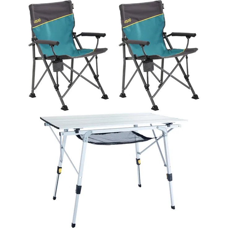 UQUIP Campingtisch Campingmöbel Set Bloody Camping Garnitur, 1x Campingtisch 2x Campingstuhl