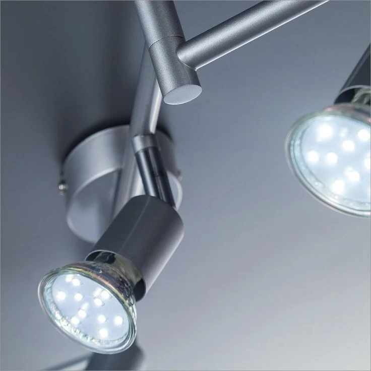 B. K. Licht - LED Deckenlampe schwenkbar, warmweiße Lichtfarbe, GU10 Fassung, LED Deckenleuchte, LED Lampe, Wohnzimmerlampe, Schlafzimmerlampe, Küchenlampe, Deckenstrahler, 120,4x12 cm, Titanfarbig – Bild 2