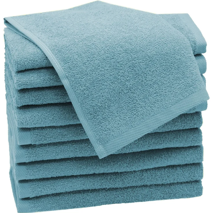 ZOLLNER 10er Set Gästetücher, Baumwolle, 30x50 cm, 420g/qm, petrol blau – Bild 1