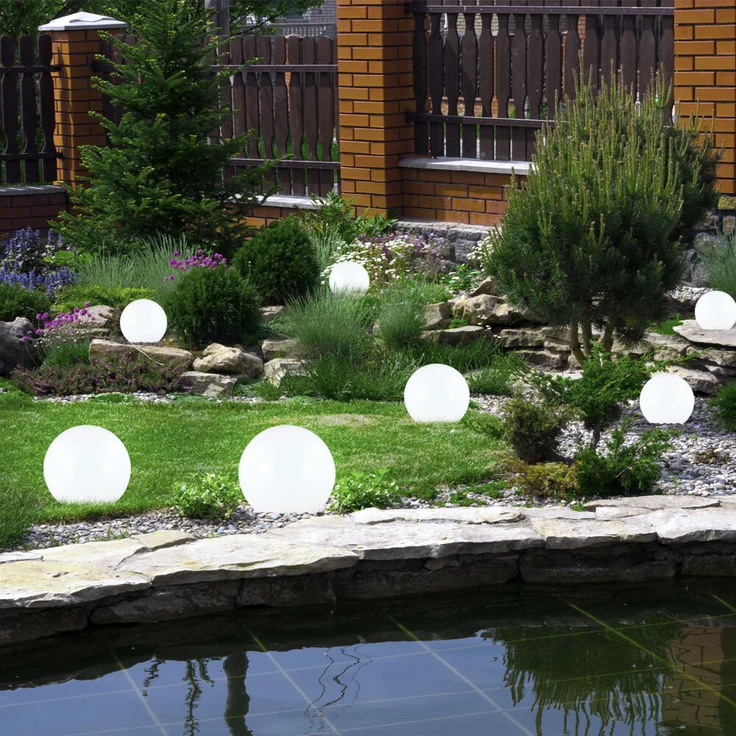 3x LED Solarleuchte, Kugel weiß, DM 15 cm, H42,5 cm – Bild 8