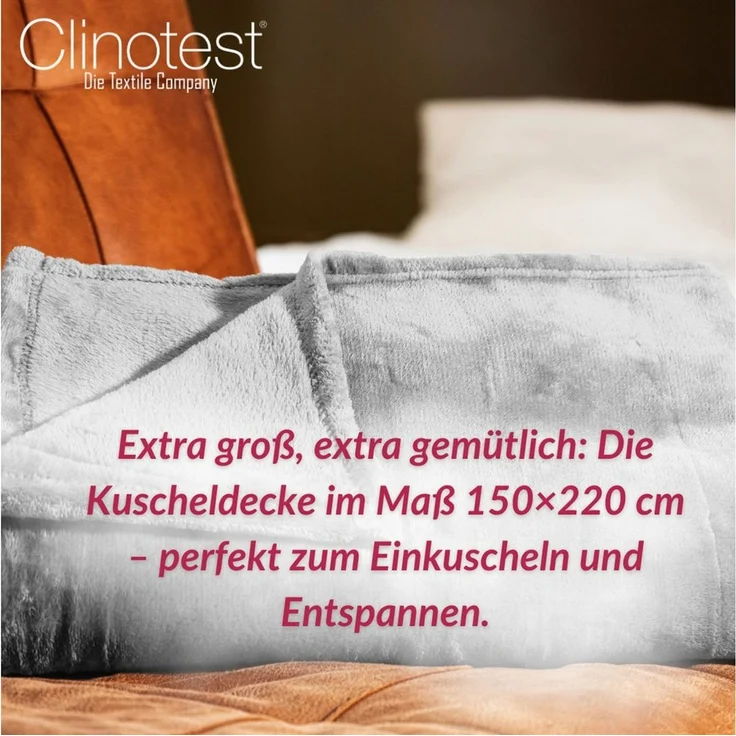 Wohndecke Kuscheldecke aus 100% Polyester, 150x220 cm, Clinotest, Kochfest ohne Einlaufen oder Fusseln, auch als Sofadecke & Tagesdecke – Bild 3