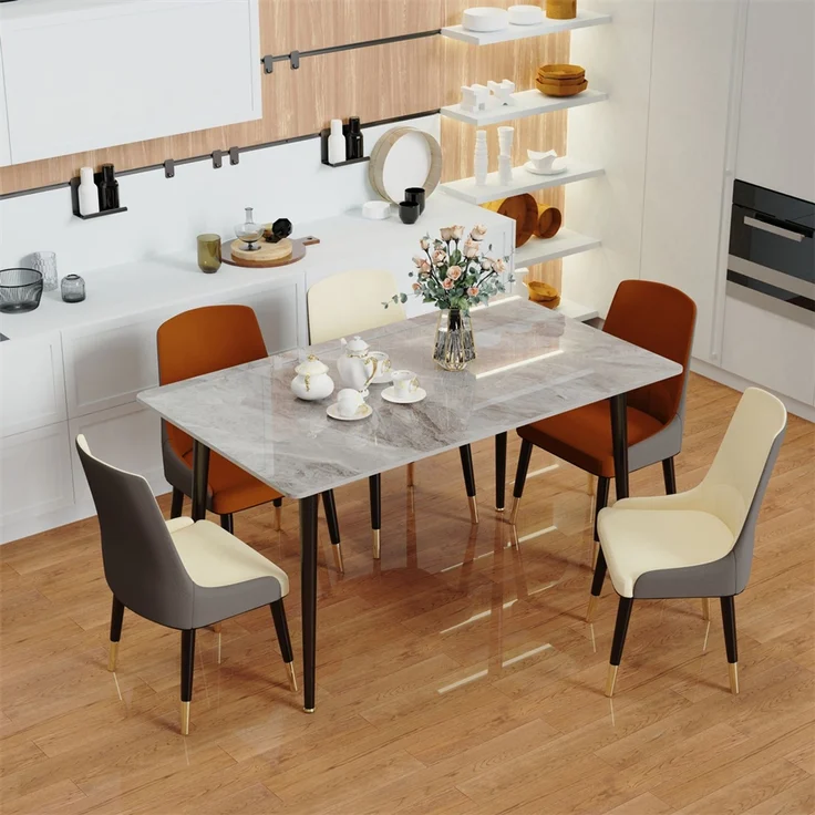 FATIVO Esstisch Esszimmertisch Sinterstein Kchentisch Brotisch 120x70x76 cm Restaurant Luxus Grau – Bild 1