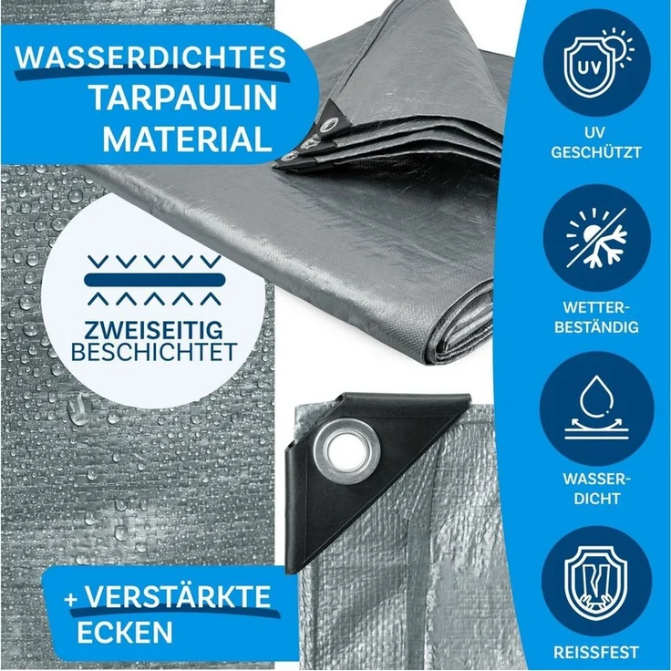 Kubus Schutzplane Abdeckplane 80 g/m², verschiedene Farben, in 12 verschiedenen Größen, Wasserdicht & reißfest – Bild 3
