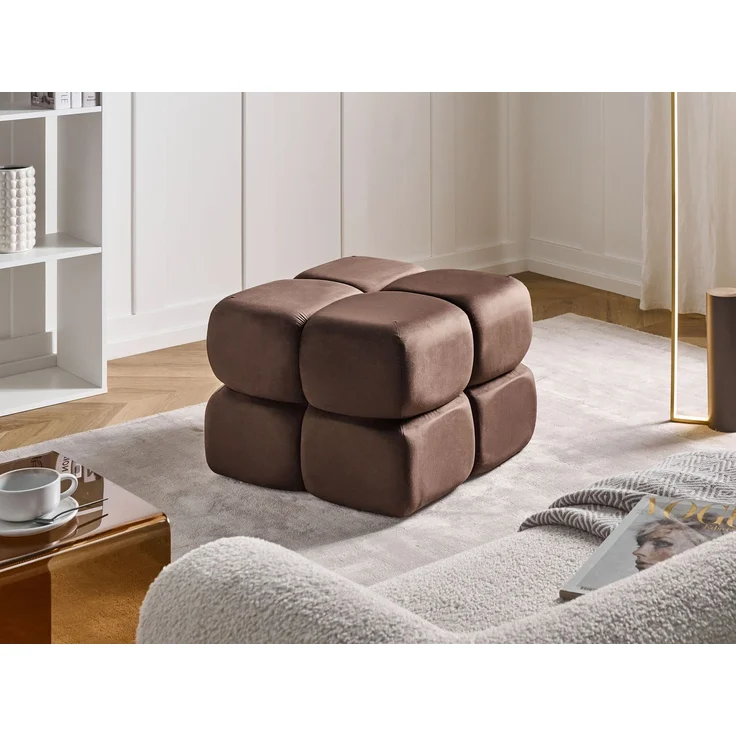 Pouf CALIENTE Samtstoff Dunkelbraun – Bild 3