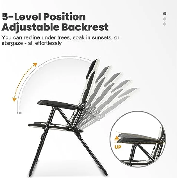 HOMECALL Campingstuhl Gartenstuhl Anglerstuhl Faltsessel Klappstuhl für Wohnwagen Outdoors, 5 fach Verstellbarer Rückenlehne, Hochlehner, Gepolsterter, bis 150kg – Bild 5