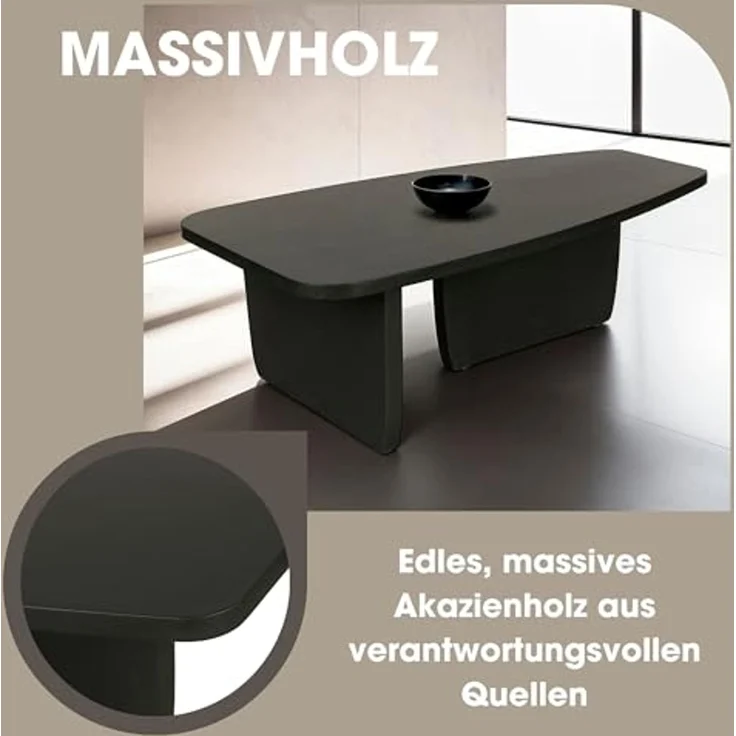 byLIVING Couchtisch Bolt (1-St), Freiform Tisch in Akazie Massivholz schwarz lackiert, 25mm Tischplatte – Bild 4
