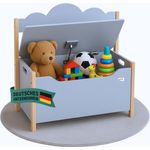 Coemo Truhe TRUDI mit Deckel Sitzbank für Kinder Spielzeugtruhe Grau