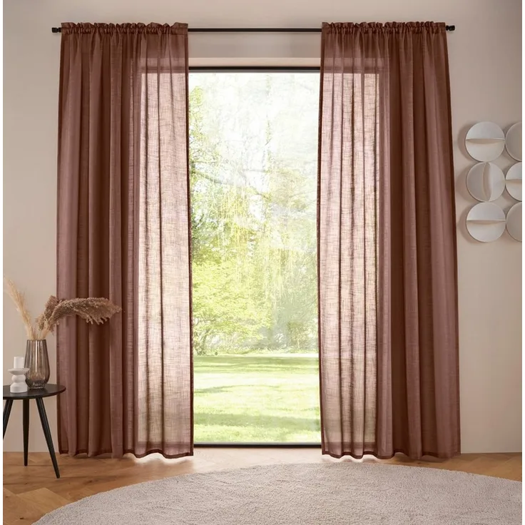 LeGer Home by Lena Gercke Gardine Marusha, Leinenoptik, halbtransparent, 1er & 2er Pack, Topseller! (2 St), Stangendurchzug, halbtransparent, Leinenoptik, grob gewebt, strukturiert, verschiedene Größen