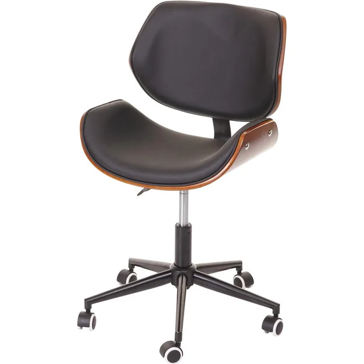 MCW Drehstuhl, Braun, Stufenlos höhenverstellbar, 360° drehbar, Bugholz, Vintage-Look, maximale Belastbarkeit 130 kg, 57x90x57 cm