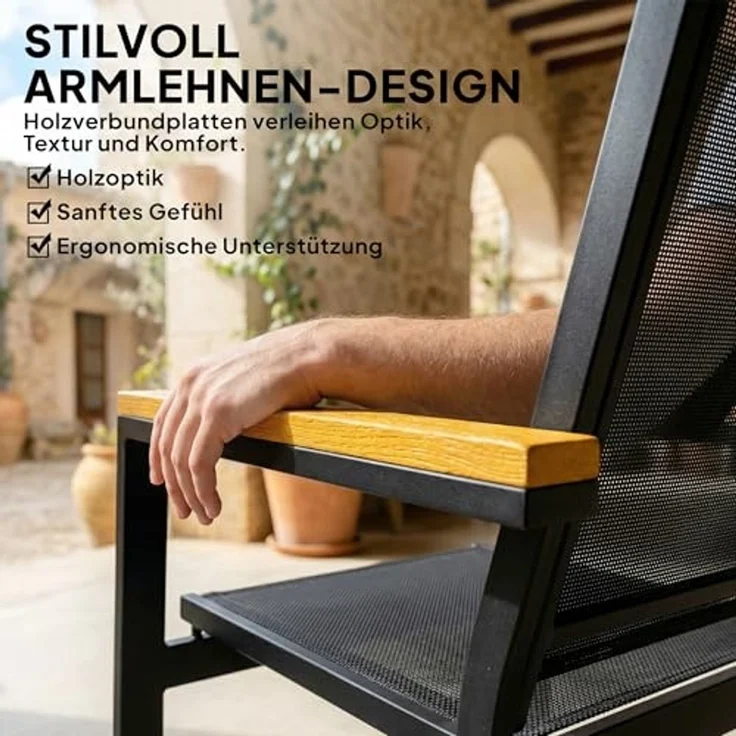 Outsunny Sitzgruppe für 4 Personen mit 2er Sofa Stuhl Beistelltisch, (Gartenlounge, 4-tlg, Gartenmöbel Set), für Garten Balkon Schwarz – Bild 6