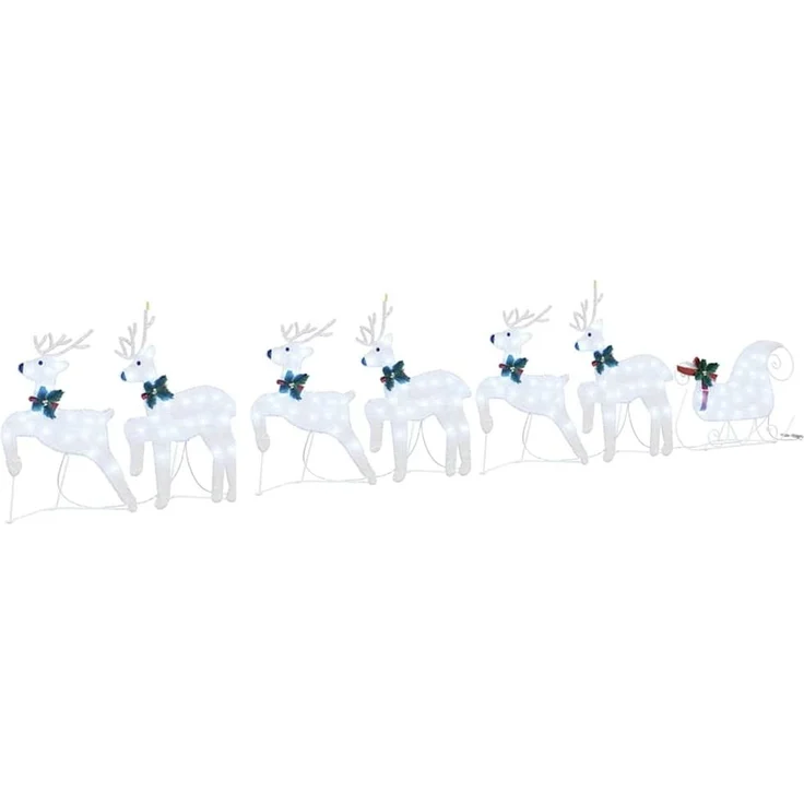 vidaXL LED Rentiere 7 pcs Silber Stoff 3385891 – Bild 1