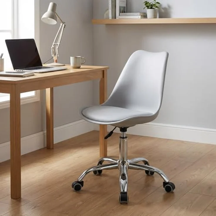 Brigros WeHome Moderner Bürostuhl Jugendzimmer Arbeitszimmer Wartezimmer Bürostuhl mit Sitz aus Kunstleder (Grau) – Bild 3