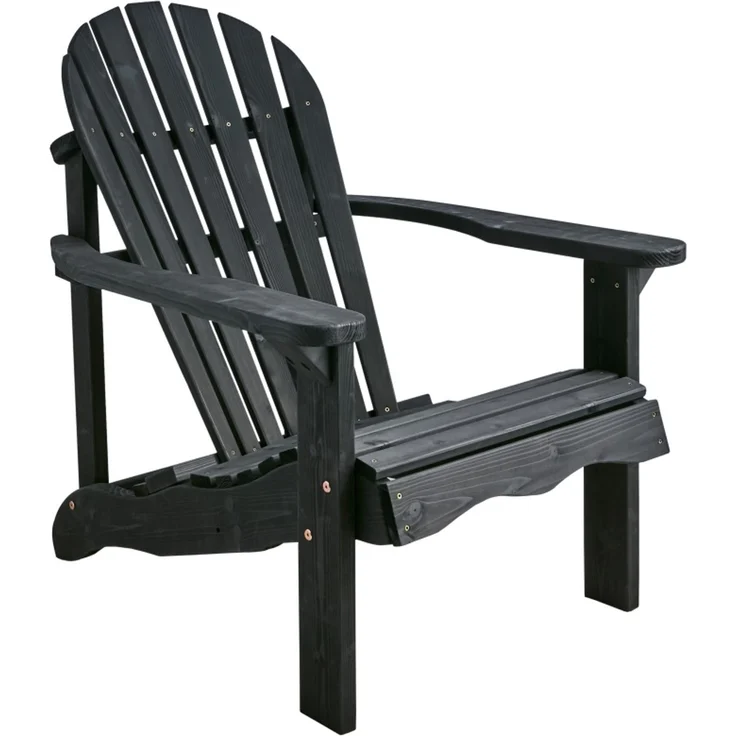 Gartensessel Skule aus Kiefernholz, klassisches Adirondack-Design, schwarz, mit Armlehnen – Bild 1