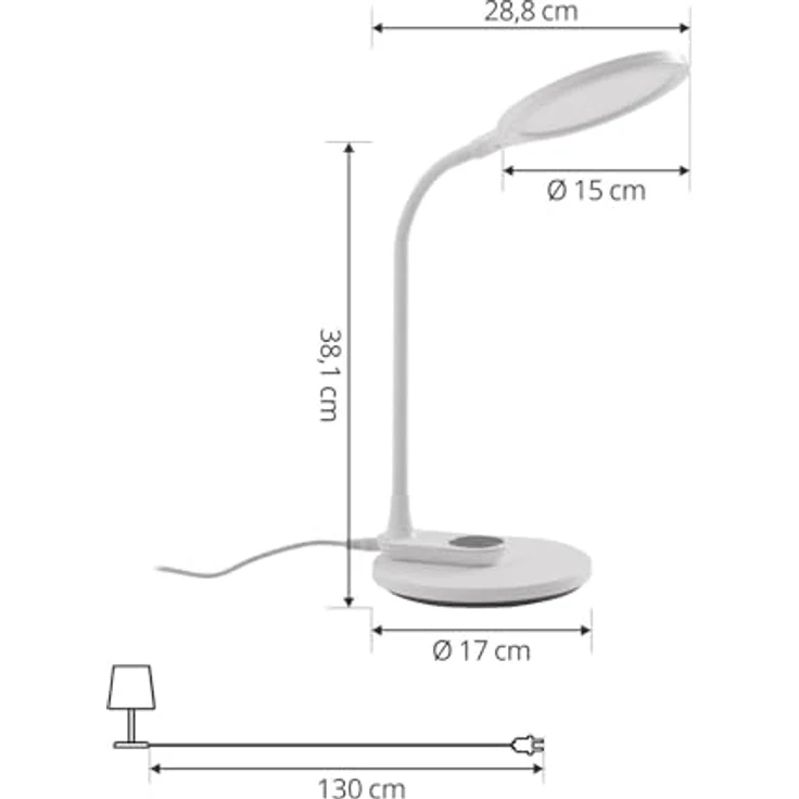Lindby Valtaria LED-Tischleuchte, weiß, CCT, dimmbar, flexibler Hals, Touch-Schalter – Bild 5