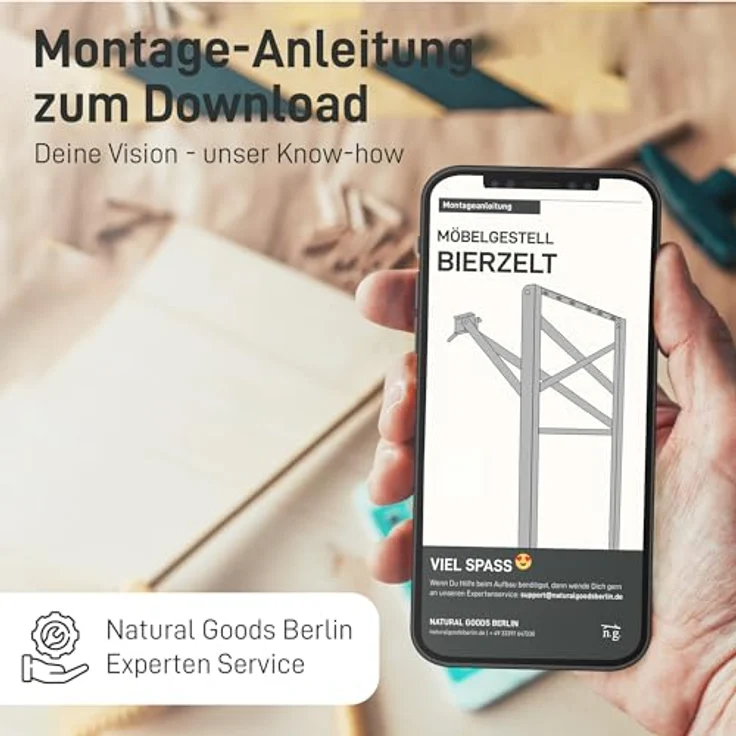 Natural Goods Berlin 2er Set Bierzeltgarnitur klappbar - Metall Gestell für Biertisch (Schwarz, 70x42 cm) - Tischbeine für Festzeltgarnitur - Stabiles Tischgestell für Garten, Terrasse & Camping – Bild 7