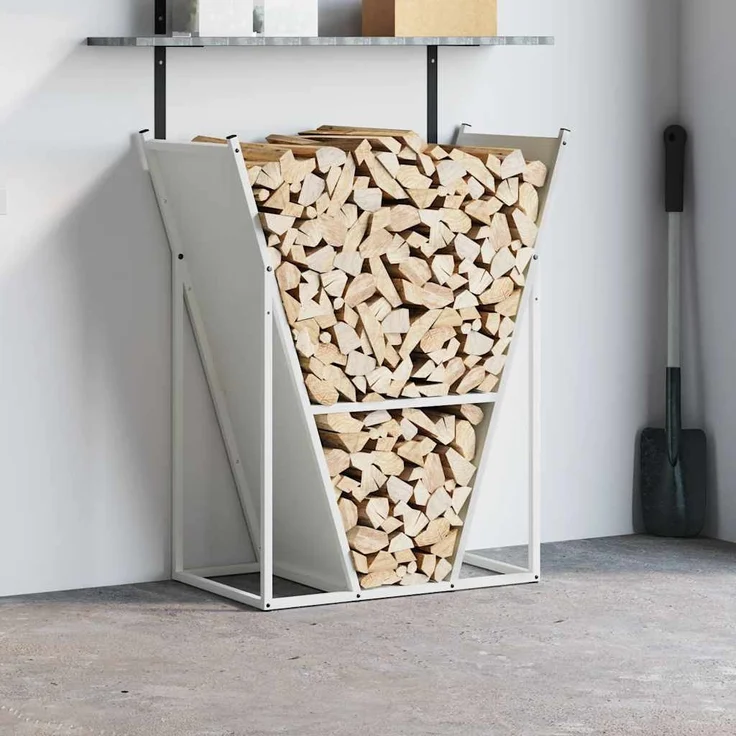 vidaXL Brennholzregal Weiß 69,5x35x81 cm Kaltgewalzter Stahl 864178 – Bild 2