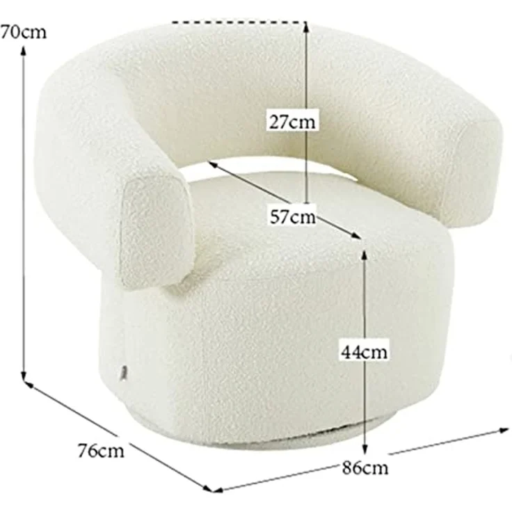 Kare Design Drehsessel Maye, Creme, 360 Grad drehbar, Drehsessel, Sessel, Handarbeit, 86 x 76 x 70 cm (H/B/T) – Bild 3