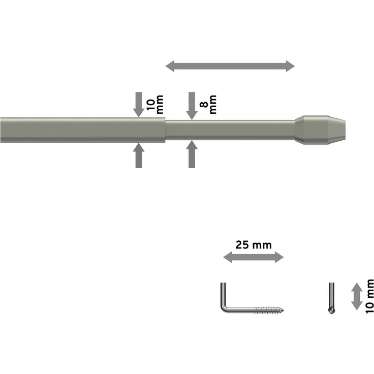 INTERDECO Vitragestange Geno, ausziehbar, Fensterflügel-Montage, Metall, Silbergrau, 2 Stk / Packung, 10/8 – Bild 4