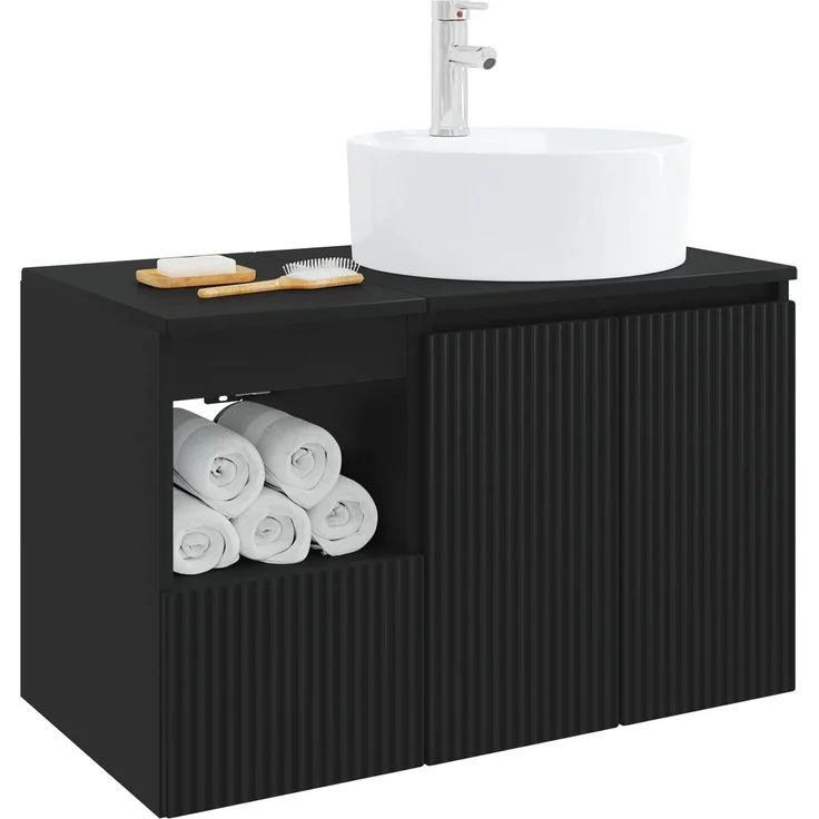 vidaXL Badezimmerschrank-Set 2 stk. Schwarz 79,5 x 44,5 x 82 cm 3404075 – Bild 3